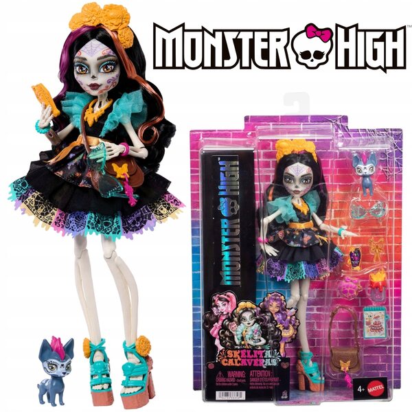 Monster High Skelita Calaveras – Sammlerpuppe mit Zubehör und Hund