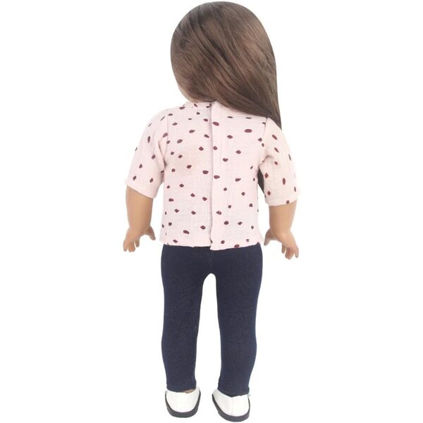 18-Zoll-Puppenkleidung für amerikanische Puppen – Freizeitkleidungsset mit gepunktetem Oberteil und Hose