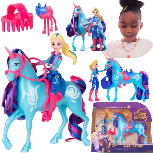 Bambola Isabel con l'unicorno River - Set da gioco Unicorn Academy Spin Master