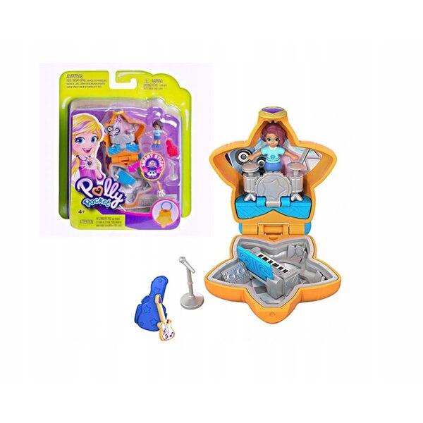 Polly Pocket Mattel 10см с рок сцена и музикални аксесоари