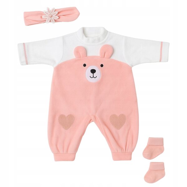 Vestiti per bambola 56 cm set abbigliamento baby rosa e bianco Happy Kiddo