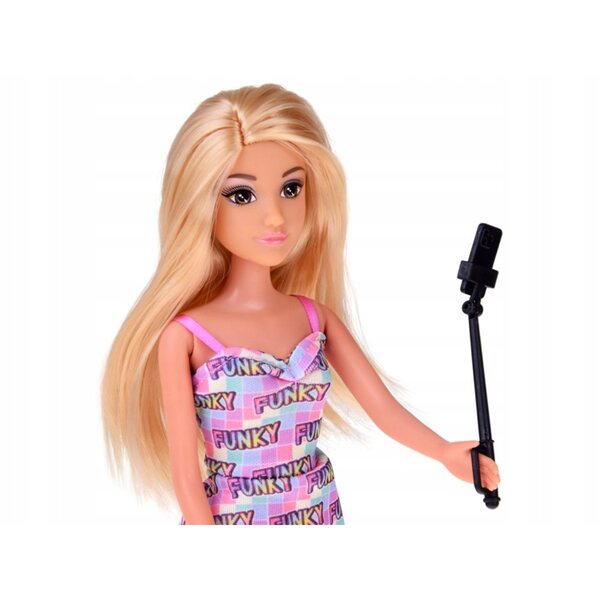 Anlily Lalka turystka na rowerze + telefon i ruchomy selfie stick ZA5698