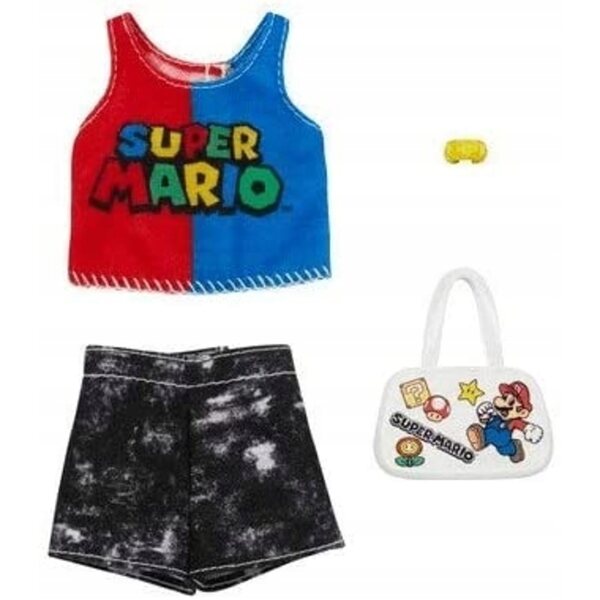 Barbie Super Mario Kleidungsset Spodenki, T-Shirt und Tasche für Puppen
