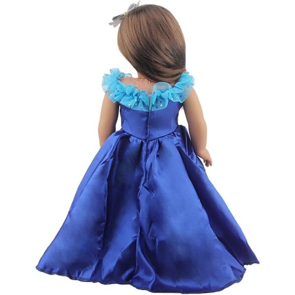 Blaues Kleid für 18-Zoll-Puppen – Prinzessinnen- und Freizeitkleid für 43–46 cm große Puppen