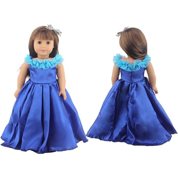 Blaues Kleid für 18-Zoll-Puppen – Prinzessinnen- und Freizeitkleid für 43–46 cm große Puppen