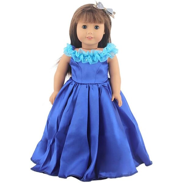 Blaues Kleid für 18-Zoll-Puppen – Prinzessinnen- und Freizeitkleid für 43–46 cm große Puppen
