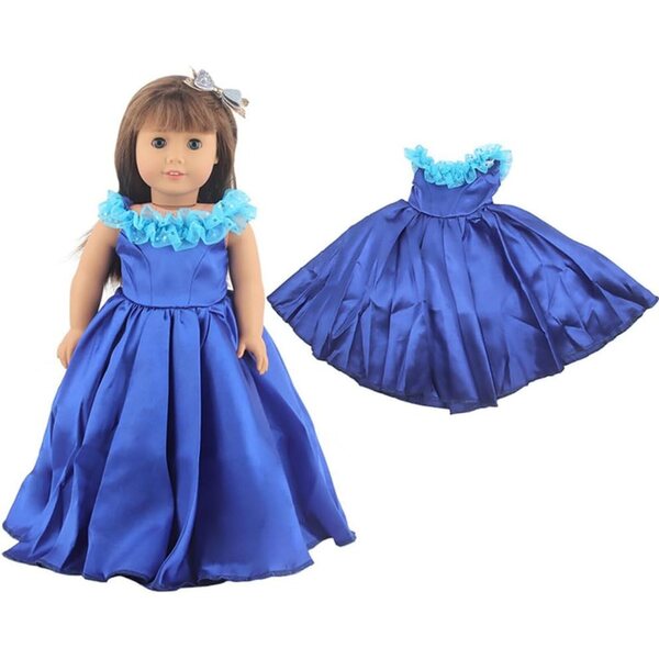 Blaues Kleid für 18-Zoll-Puppen – Prinzessinnen- und Freizeitkleid für 43–46 cm große Puppen