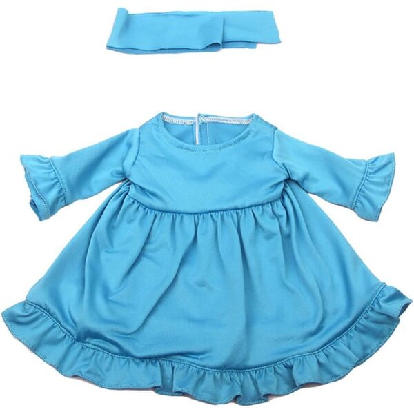 Kleidungsset für 18-Zoll-Puppen, 2-teilig, blau, mit Haarband