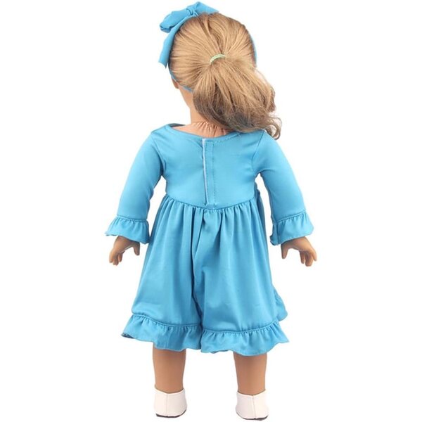 Kleidungsset für 18-Zoll-Puppen, 2-teilig, blau, mit Haarband