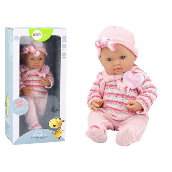 Bambolina con maglione rosa e cappello, perfetta per bambini dai 18 mesi in su