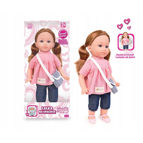 Bambola interattiva che parla polacco, 36 cm, per bambini dai 3 anni, con funzione di chiusura degli occhi