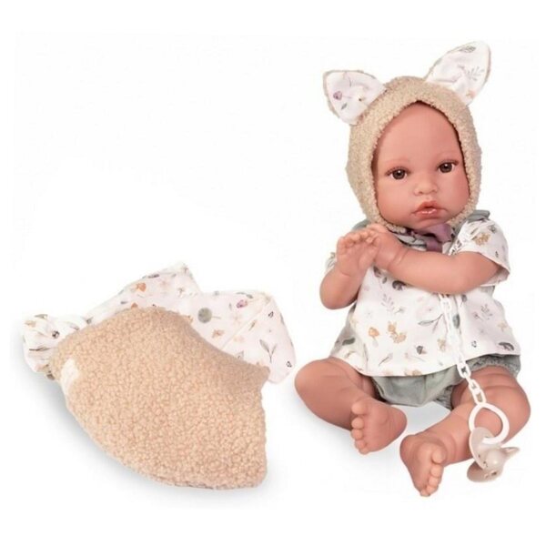 Bambola spagnola Erik 42 cm con morbido pancino e borsa fasciatoio