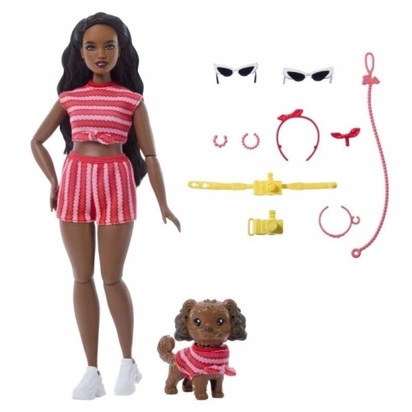 Barbie Twinning Looks rot gestreiftes Puppen- und Hundekleidungsset