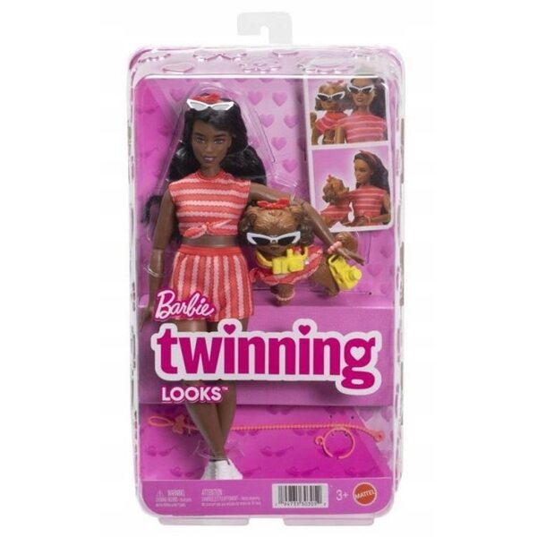 Barbie Twinning Looks rot gestreiftes Puppen- und Hundekleidungsset