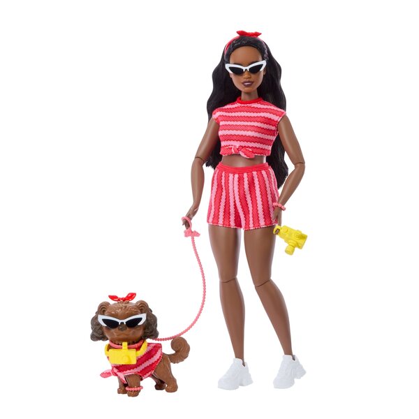 Barbie Twinning Looks rot gestreiftes Puppen- und Hundekleidungsset