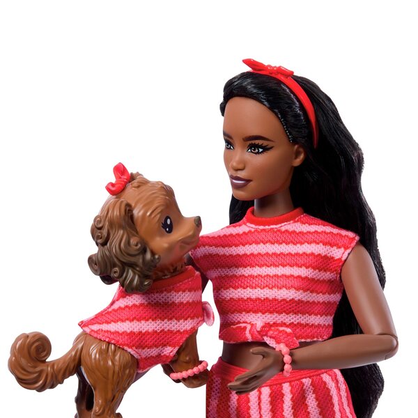 Barbie Twinning Looks rot gestreiftes Puppen- und Hundekleidungsset