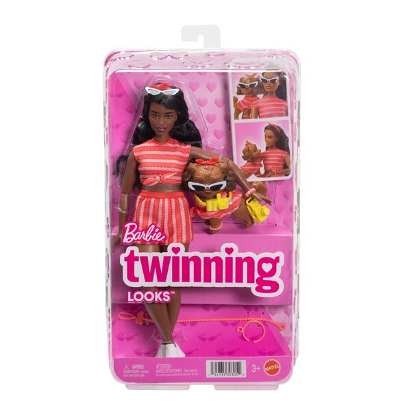 Barbie Twinning Looks rot gestreiftes Puppen- und Hundekleidungsset