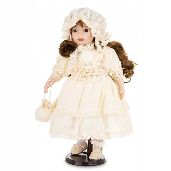 Figurina Porcellana Collezionabile Bambola in Abito Chiaro 45x28x24 cm