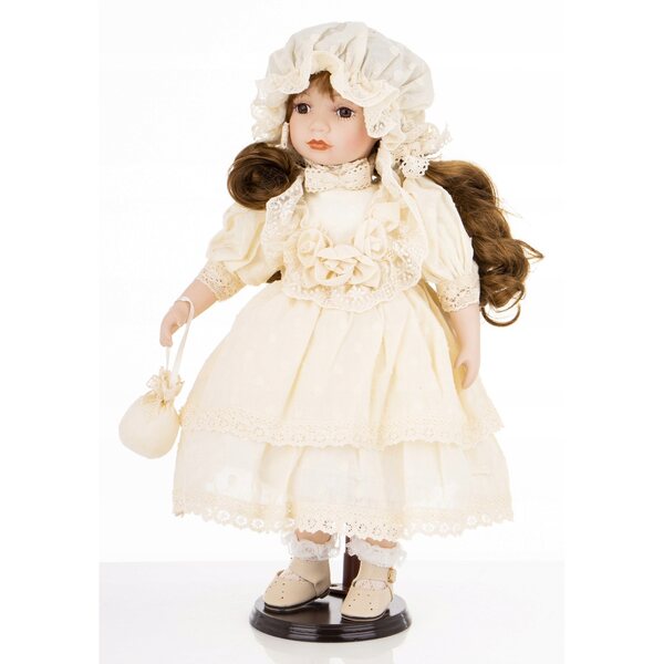Figurina Porcellana Collezionabile Bambola in Abito Chiaro 45x28x24 cm