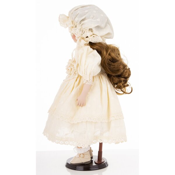 Figurina Porcellana Collezionabile Bambola in Abito Chiaro 45x28x24 cm