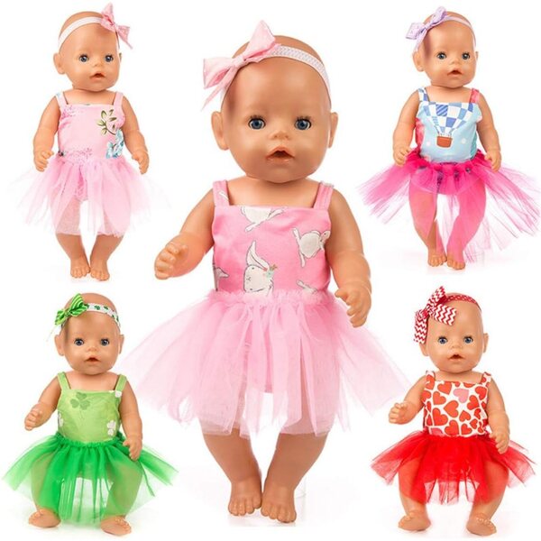 Amerikanische Puppenkleidung 18 Zoll Set 3-teilig blau in Gaze mit Band