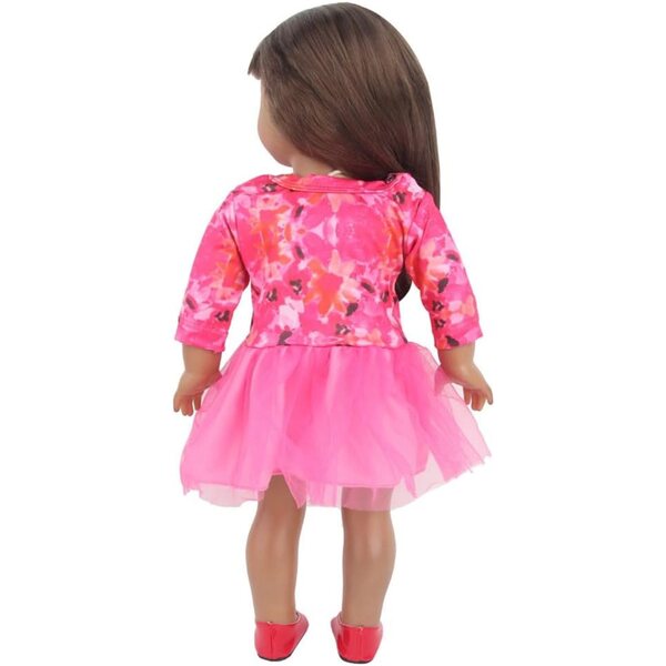 Geblümtes Organzakleid für 18-Zoll-amerikanische Puppen – Kleidungsset für 43–46 cm große Puppen