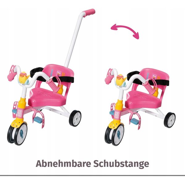 Baby Born Dreirad mit Schubstange und mehrfarbiger Hupe für Kinder ab 3 Jahren