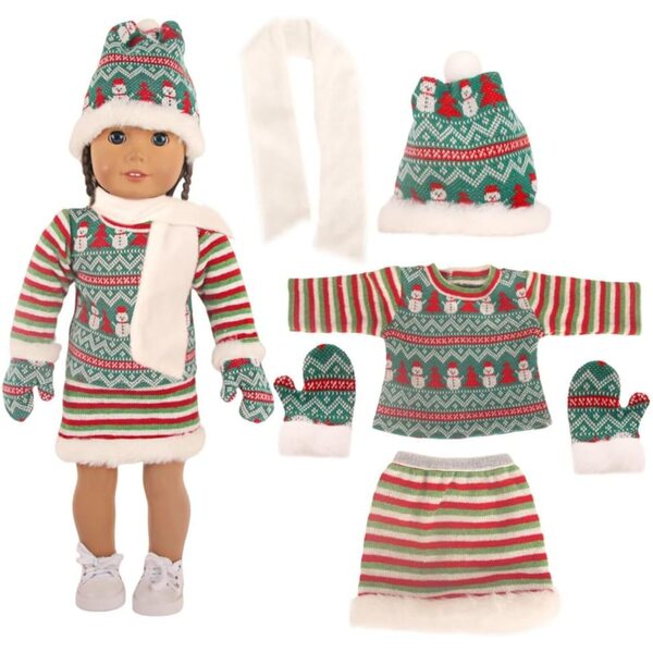 Vestiti natalizi per bambole da 18 pollici - set 5 pezzi odulu per bambole da 43-46 cm