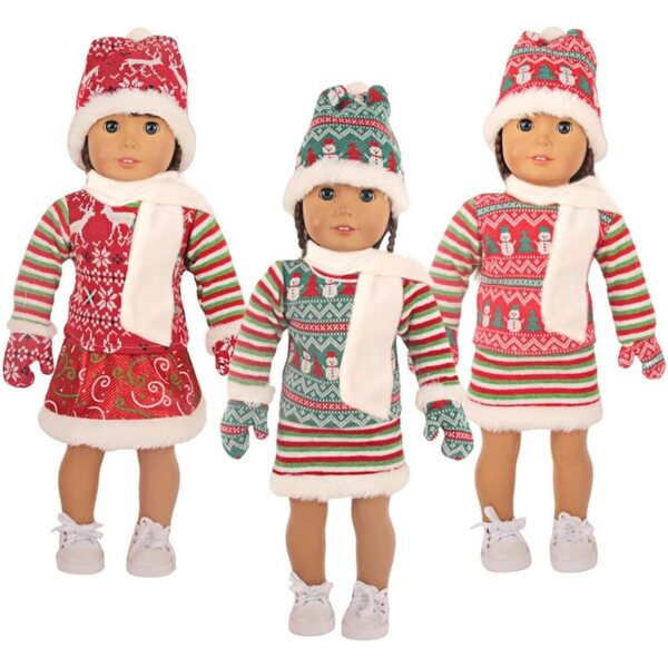 Vestiti natalizi per bambole da 18 pollici - set 5 pezzi odulu per bambole da 43-46 cm
