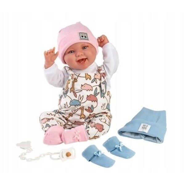Bambola Llorens Tala/Talo 44 cm con risata e abbigliamento in cotone organico