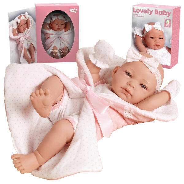 Bambola Baby Realistica 38 cm con Accessori - Coperta, Lenzuola, Ciuccio, Fascia per capelli