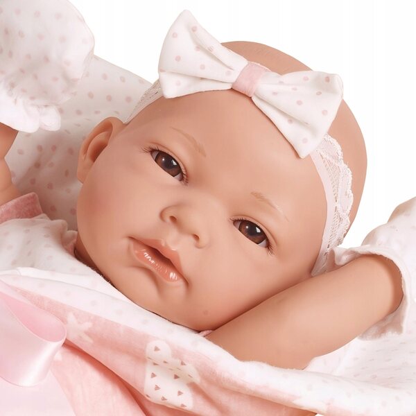 Bambola Baby Realistica 38 cm con Accessori - Coperta, Lenzuola, Ciuccio, Fascia per capelli
