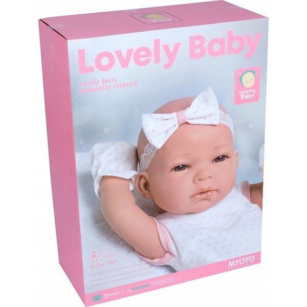 Bambola Baby Realistica 38 cm con Accessori - Coperta, Lenzuola, Ciuccio, Fascia per capelli