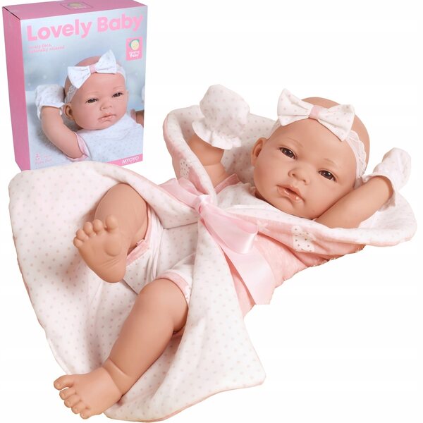 Bambola Baby Realistica 38 cm con Accessori - Coperta, Lenzuola, Ciuccio, Fascia per capelli