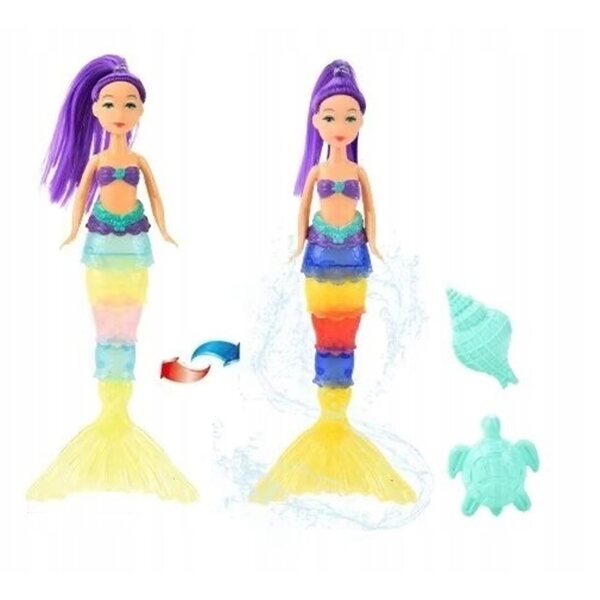 Bambola sirena che cambia il colore della coda sotto l'influenza dell'acqua con accessori, 18 cm