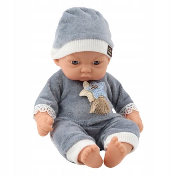 Laletta bobas in pigiama grigio con cappellino 24 cm per bambini da 3 anni