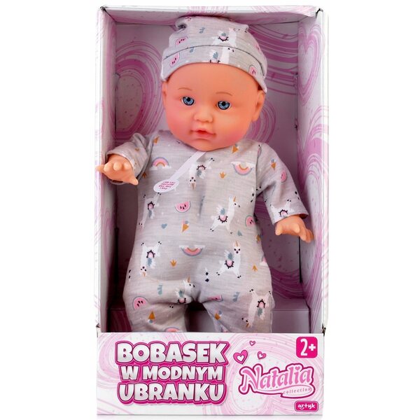 Bambola Natalia Bobasek 30 cm con suoni, abbigliamento alla moda e batteria inclusa