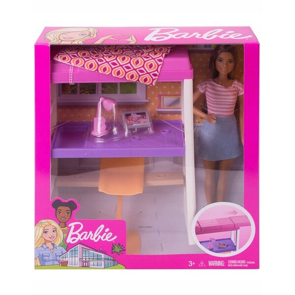 Barbie Sypialnia mit Puppe und Etagenbett FXG52 für Kinder ab 3 Jahren