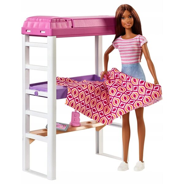 Barbie Sypialnia mit Puppe und Etagenbett FXG52 für Kinder ab 3 Jahren