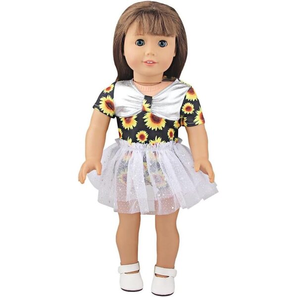 18-Zoll-Puppenkleidung – Overall mit Schleife und lässiger Rock, 2-teilig