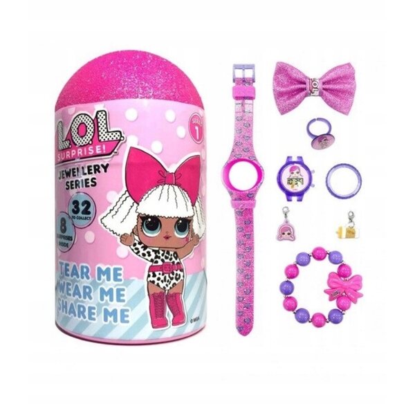 Orologio rosa con accessori in tubo - completo e nuovo