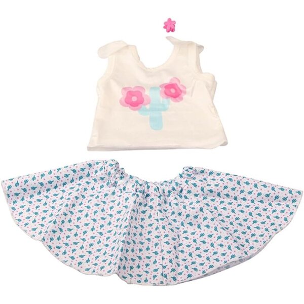 Kleidungsset für 18-Zoll-Puppen – Oberteil und Rock mit Blumenmuster, lässige Outfits, 2-teilig