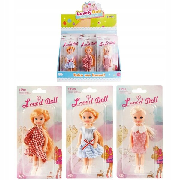 Lovely Doll 14 cm - Bambola con capelli lunghi e vestito alla moda per bambini