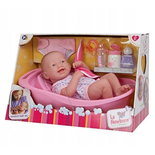 Bambola neonato con set da bagno Berenguer 36 cm con accessori sicuri CE
