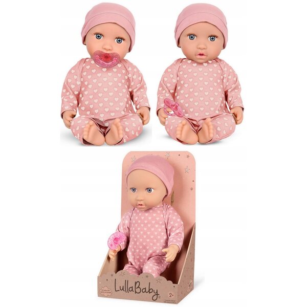 Bambola bebè con succhiotto e vestiti LullaBaby, accessori, colori assortiti