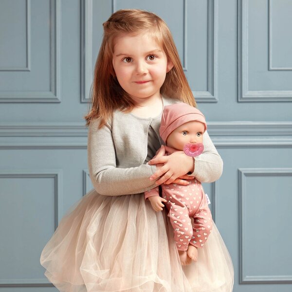Bambola bebè con succhiotto e vestiti LullaBaby, accessori, colori assortiti