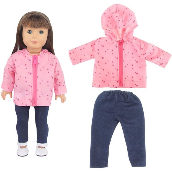 Kleidung für amerikanische Puppen 18 Zoll – Set 2-teilig rosa-rot