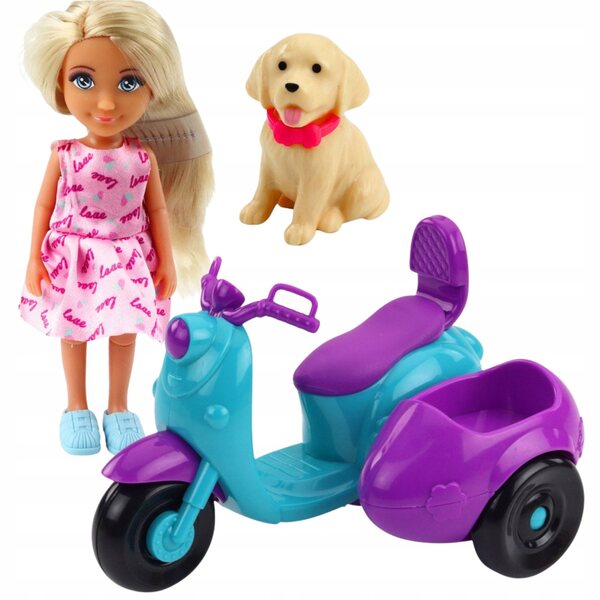 WOOPIE Ankiki Puppenset mit Roller, Hund und Helm für Kinder ab 3 Jahren