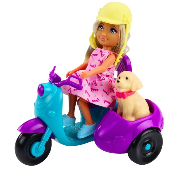WOOPIE Ankiki Puppenset mit Roller, Hund und Helm für Kinder ab 3 Jahren