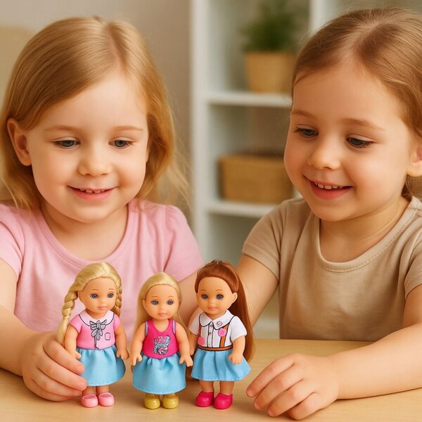 Kaibibi Mini Doll 12 cm con Lunghi Capelli e Vestito Colorato - Mix Modelli